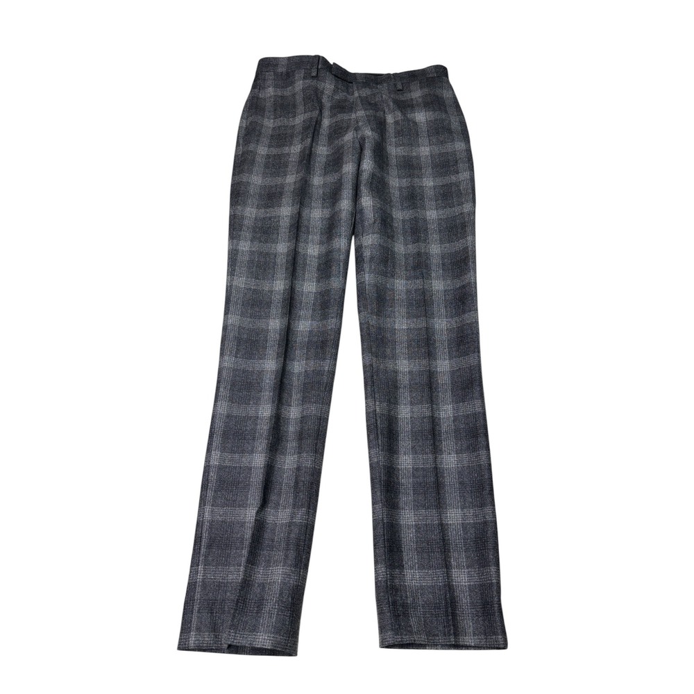Banana Republic Mens 31x32 Slim Fit Grey Plaid 100% Wool Marzotto Dress Pants